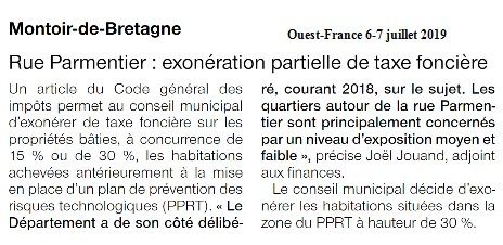 Ouest-France 6-7 juillet 2019   PPRT taxe foncière